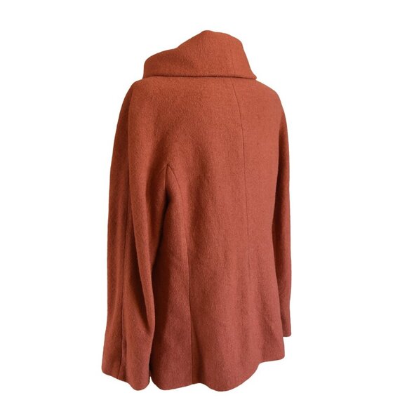 Talbots Cowl Collared Coat in Rust Orange Sz 12 60% Rayon 40% Wool Button Jacket - Picture 5 of 10